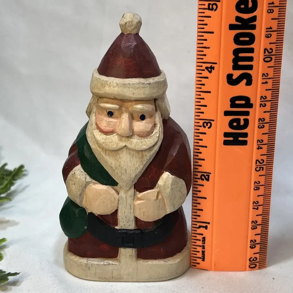 Hand Carved Painted Wood Santa By Ron Ransom Angelworks Folk Art Primitive